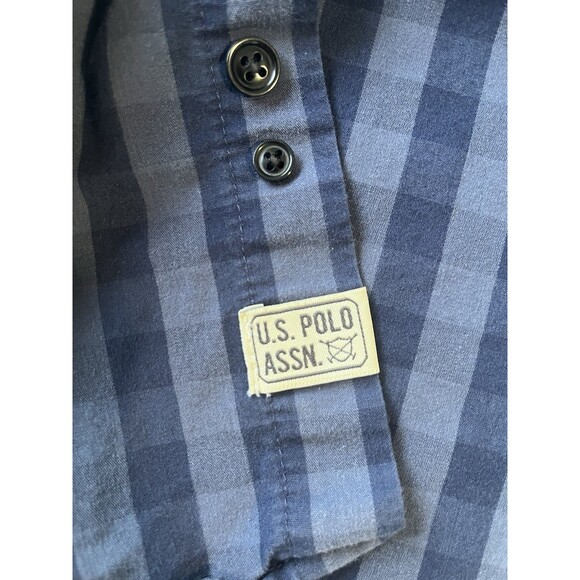 US Polo Assn Blue Plaid Checkered Long Sleeve Button Up Stretch Men’s Size 2XL - Picture 5 of 7